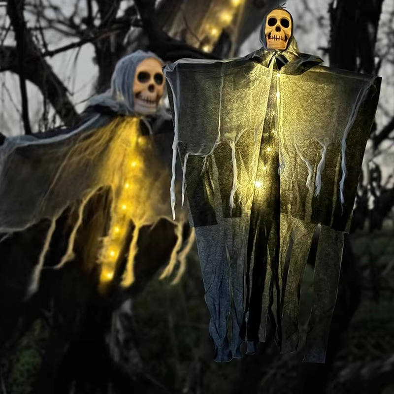 Glowing Skull Scary Outdoor Halloween Decorations- Set...