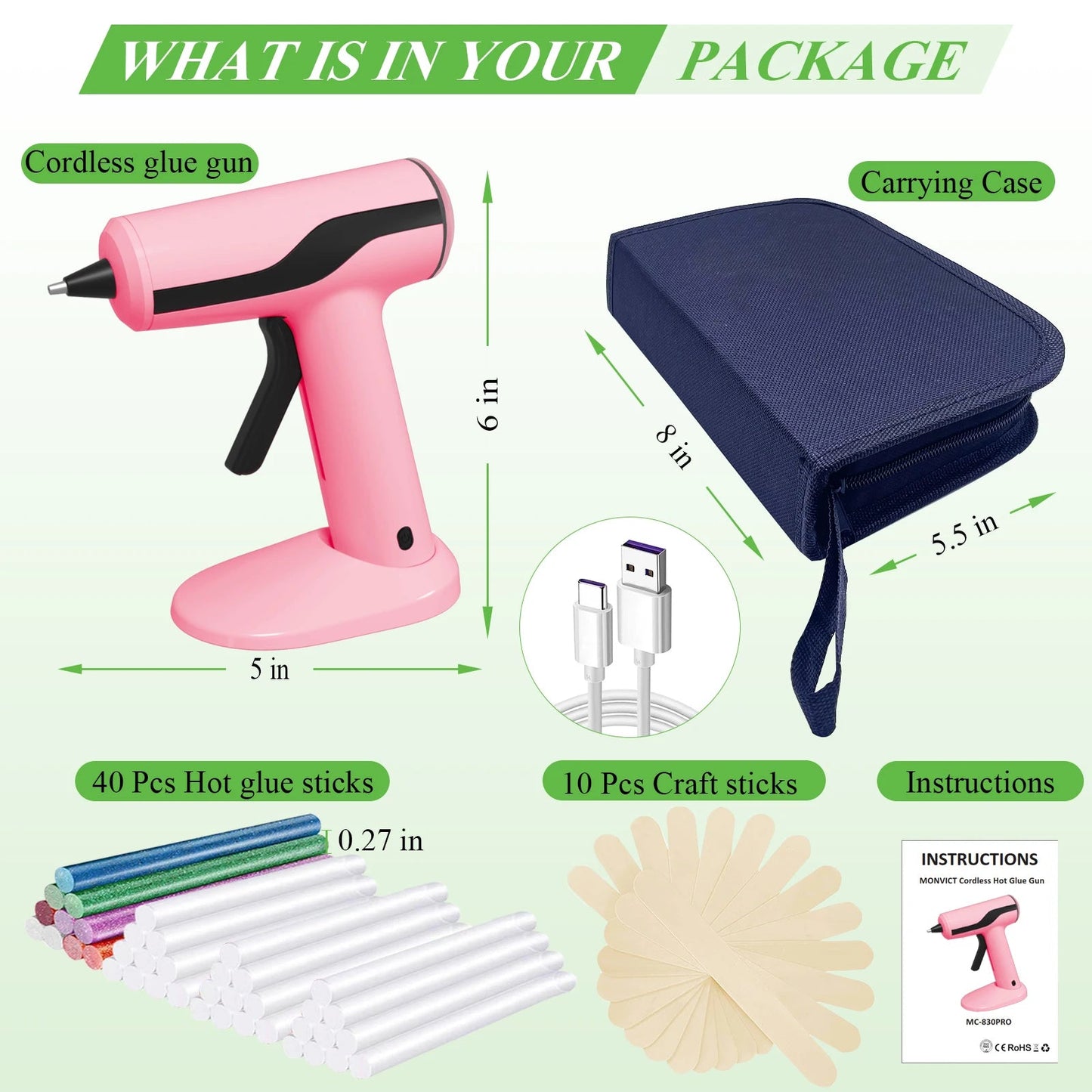 Cordless Glue Gun Kit (Pink)