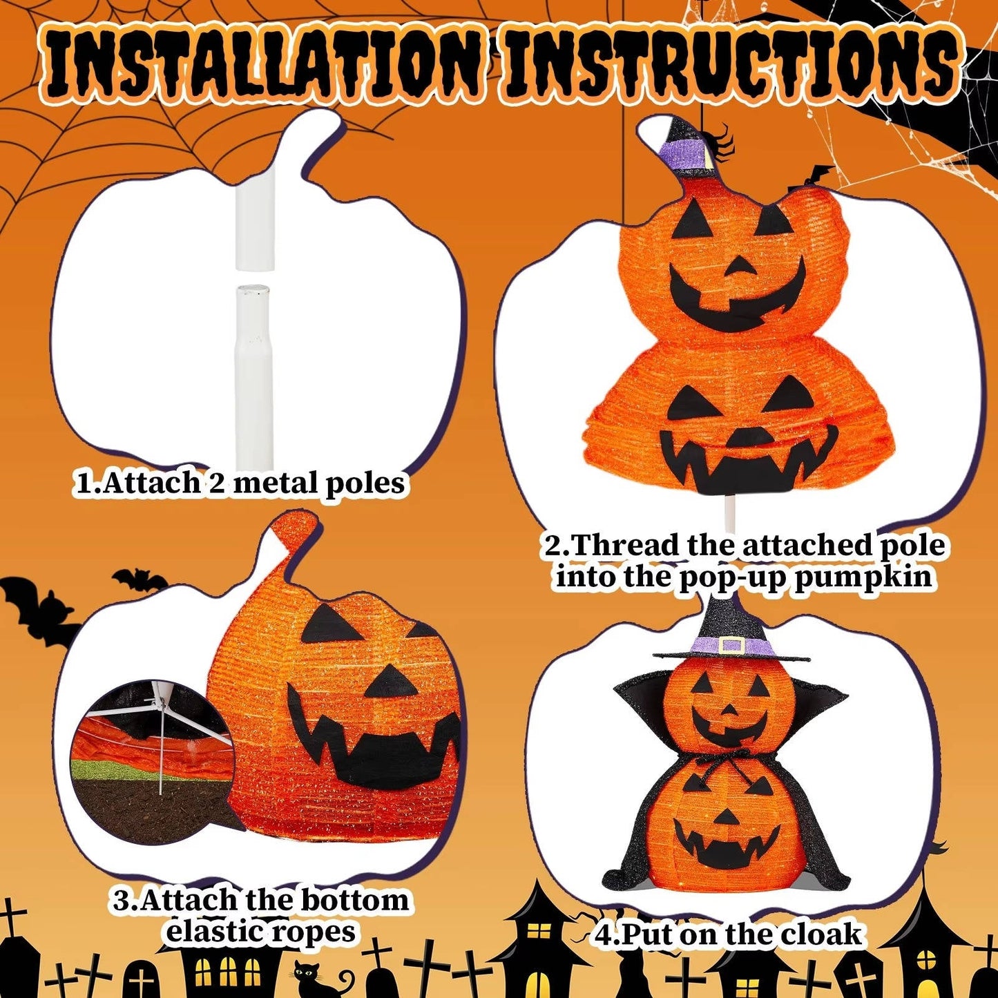 3ft Halloween Collapsible Lighted In/Outdoor Pumpkin...
