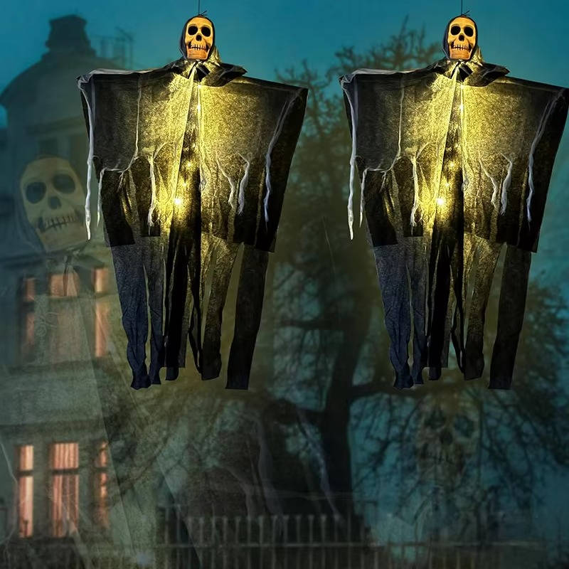 Glowing Skull Scary Outdoor Halloween Decorations- Set...