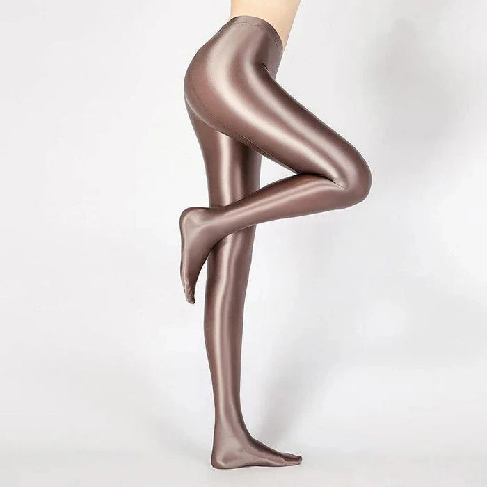 Glossy Opaque Shiny High Waist Sexy Stockings - High...