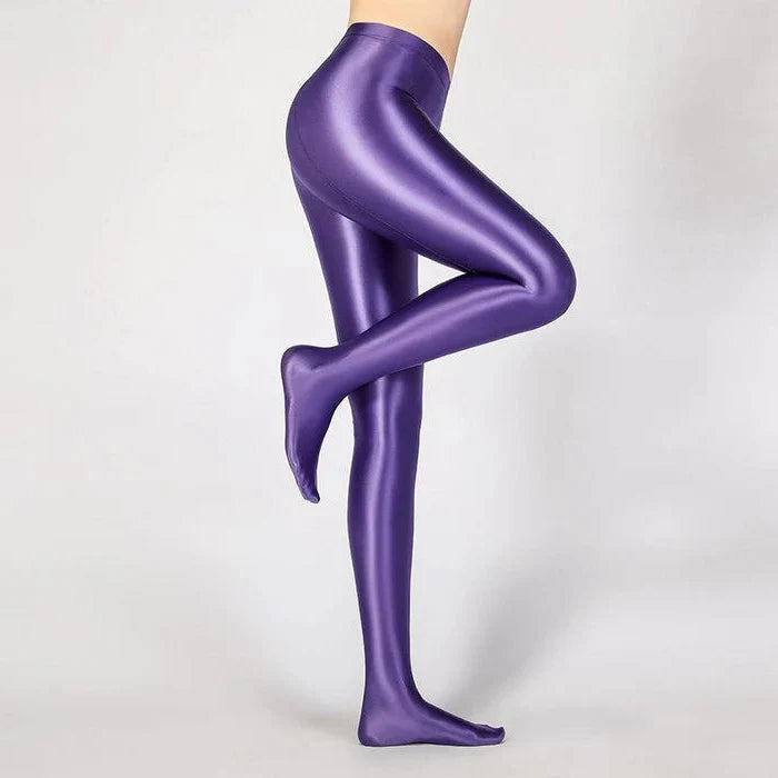 Glossy Opaque Shiny High Waist Sexy Stockings - High...