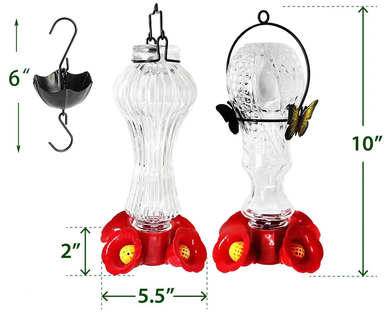 Flowers Glass Hummingbird Feeder with Ant Moat