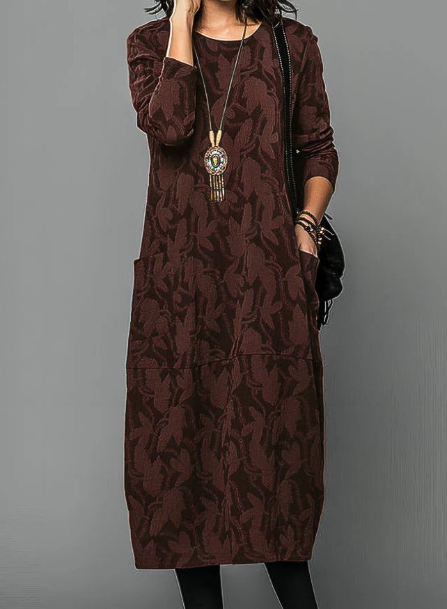 Casual Winter Dress for Women with Round Neckline and...