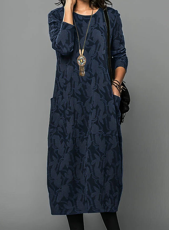 Casual Winter Dress for Women with Round Neckline and...