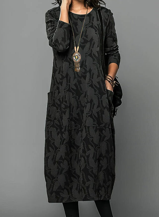 Casual Winter Dress for Women with Round Neckline and...