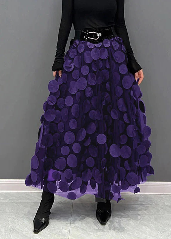 Chic Skirt Made of Polka Dot and Tulle Patchwork