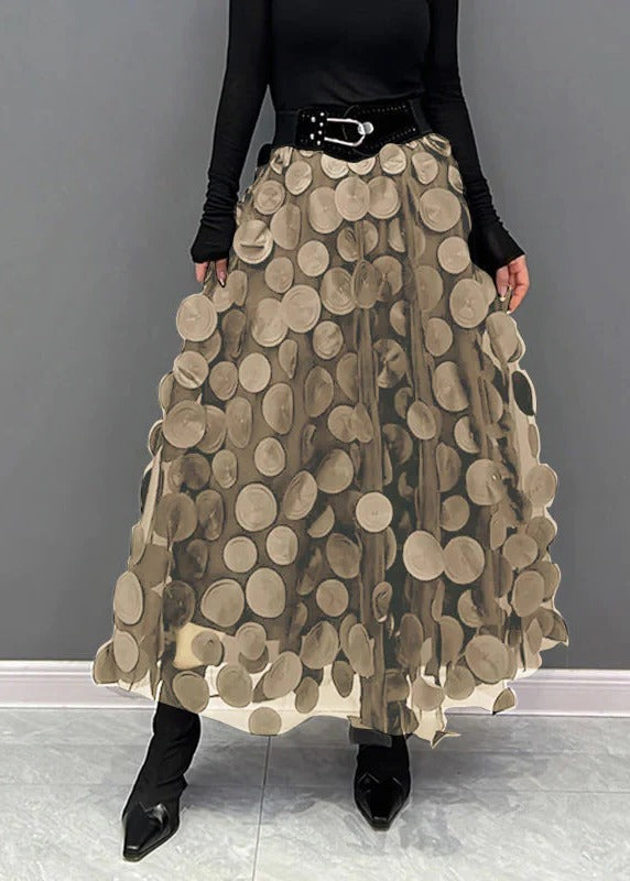 Chic Skirt Made of Polka Dot and Tulle Patchwork