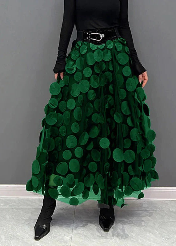 Chic Skirt Made of Polka Dot and Tulle Patchwork