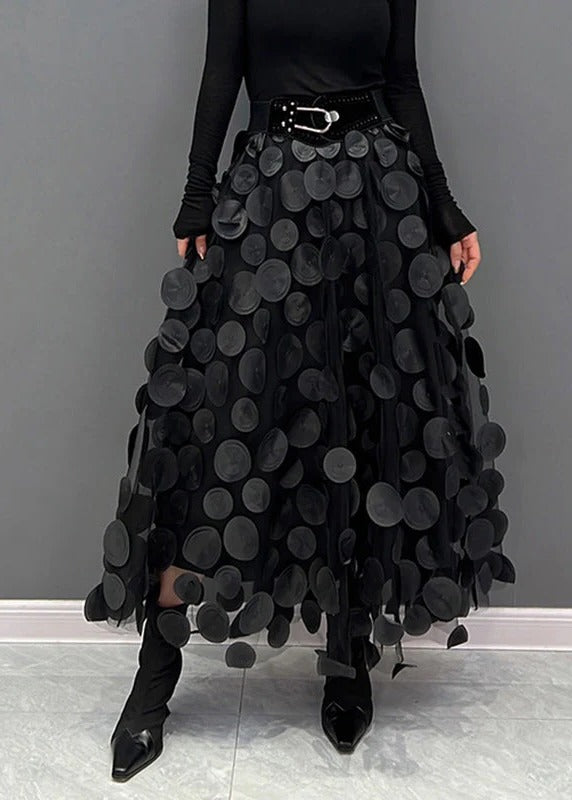 Chic Skirt Made of Polka Dot and Tulle Patchwork