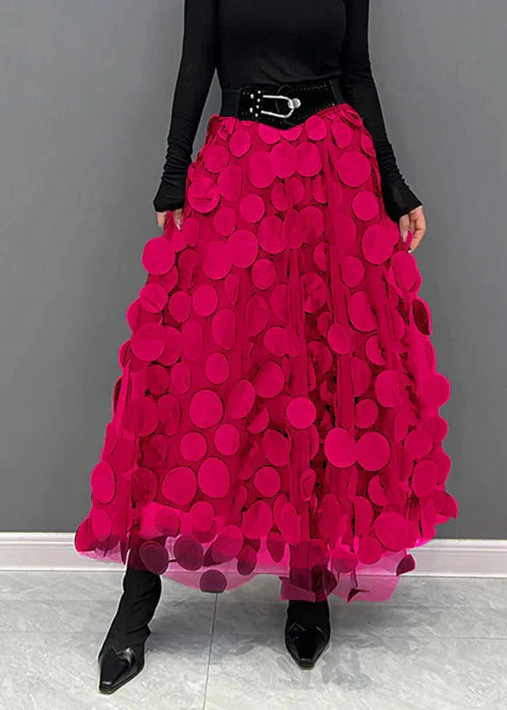 Chic Skirt Made of Polka Dot and Tulle Patchwork