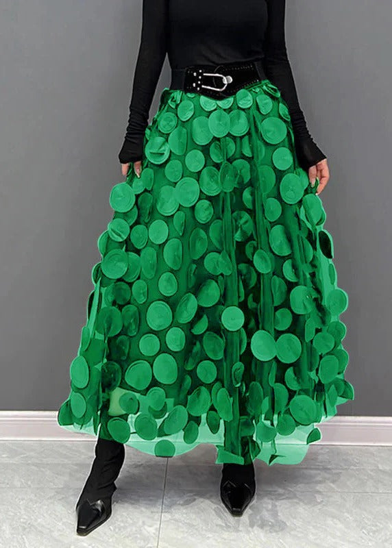 Chic Skirt Made of Polka Dot and Tulle Patchwork