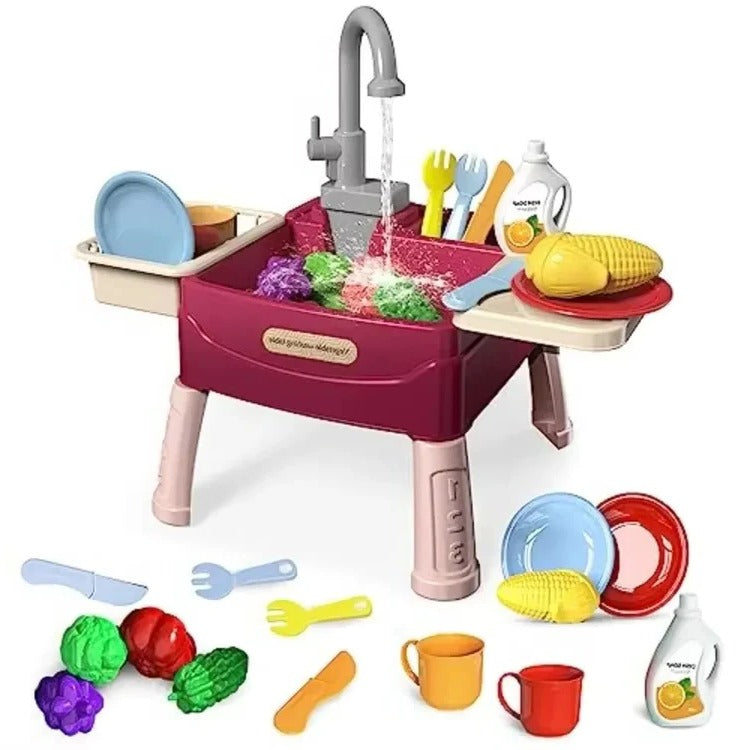 Children's Play Kitchen with Flowing Water Feature