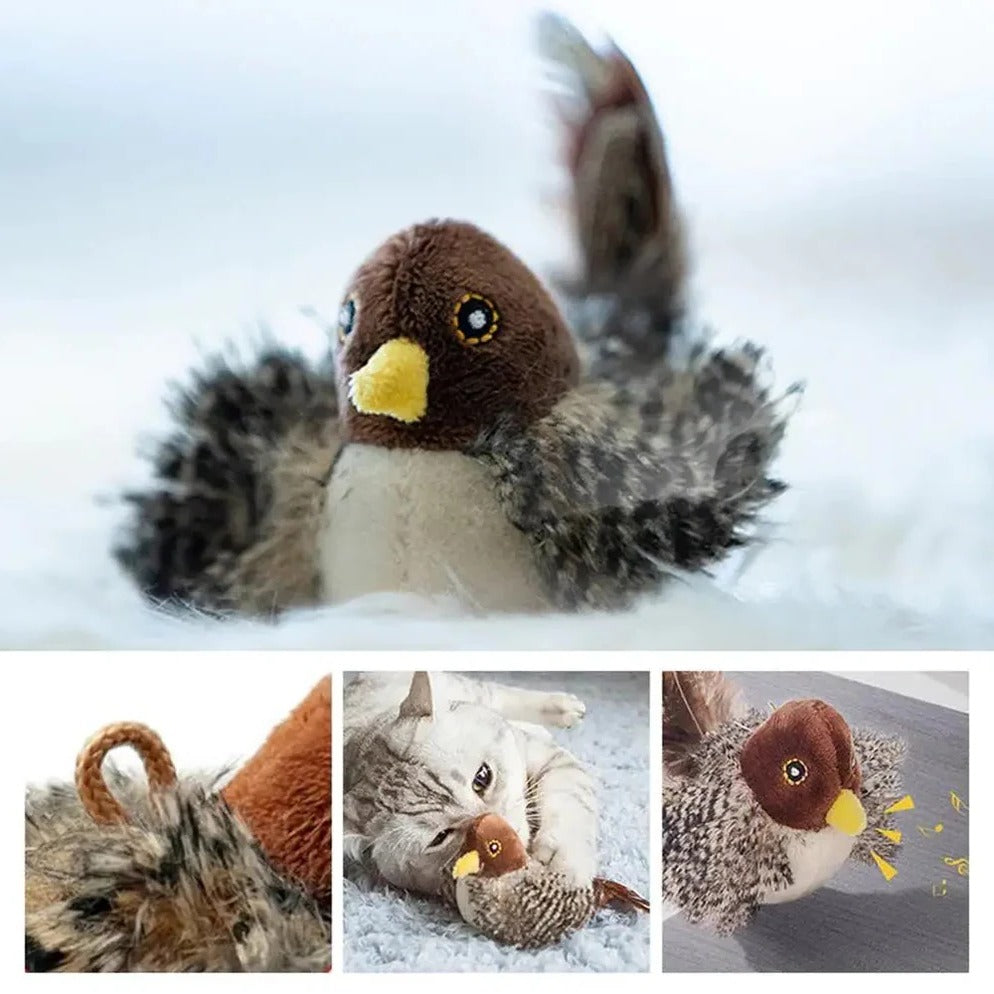 Interactive Sound Bird Cat Toy - Flapping Feather Fun...