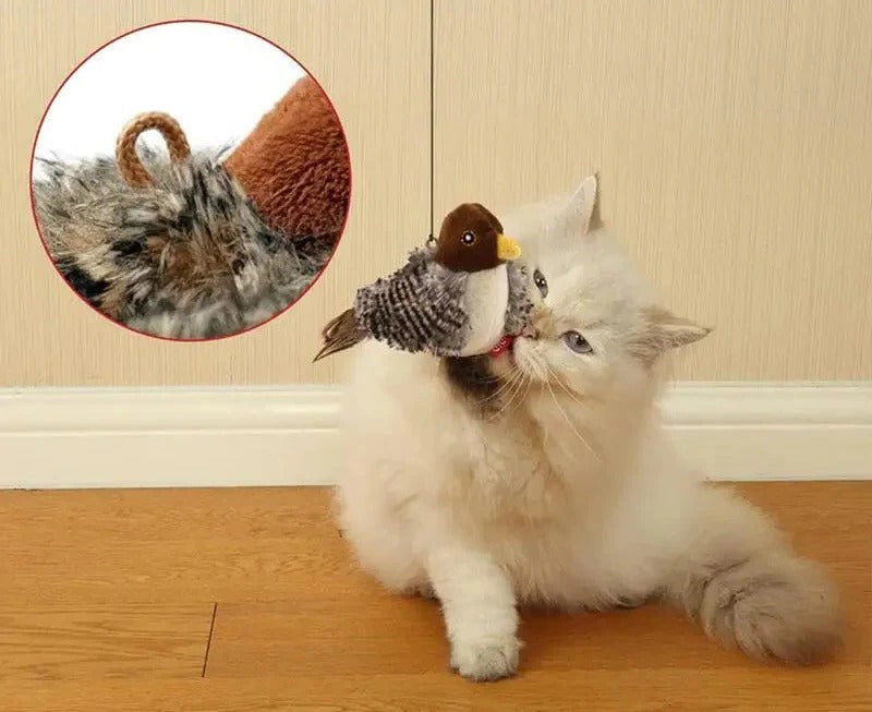 Interactive Sound Bird Cat Toy - Flapping Feather Fun...