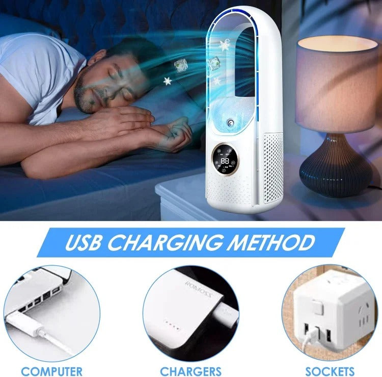 Blade-Free Silent Portable Air Conditioner for Home and...