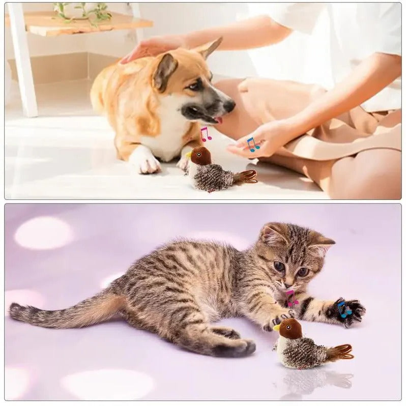 Interactive Sound Bird Cat Toy - Flapping Feather Fun...