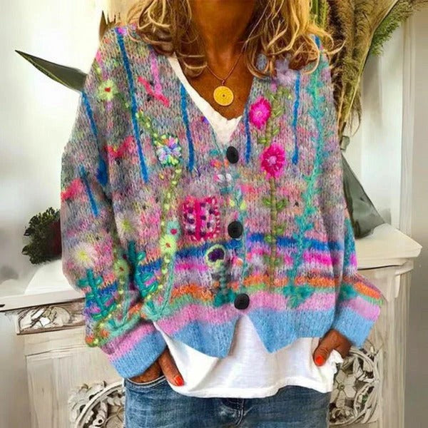 Ladies' Sweater with Floral Patterns