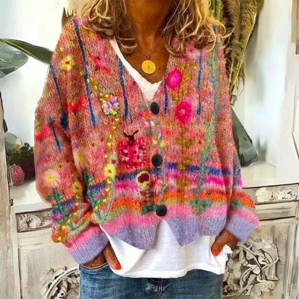 Ladies' Sweater with Floral Patterns