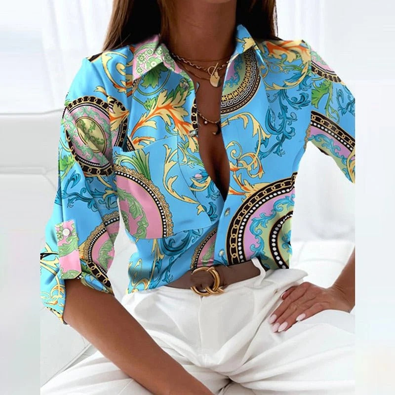 Blouse with Turn-Down Collar