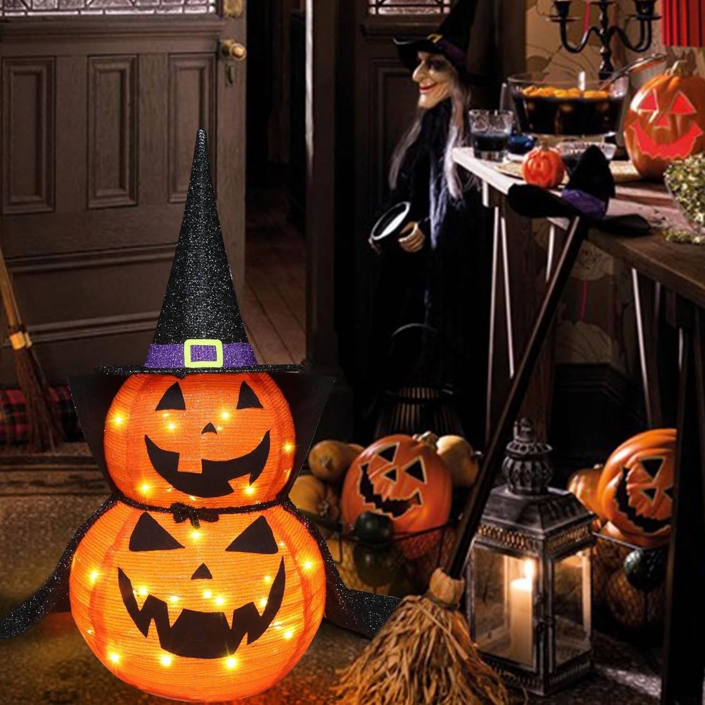 3ft Halloween Collapsible Lighted In/Outdoor Pumpkin...