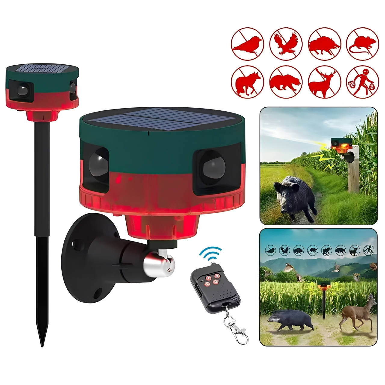 360 Degree Solar Repeller for Pigeon Bird Wild Boar...