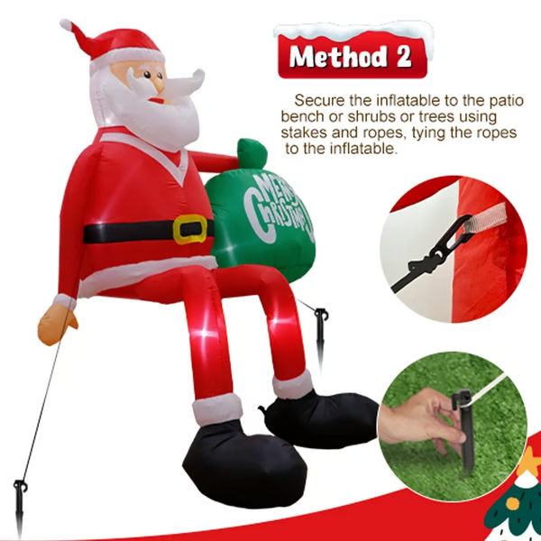 Giant 8FT LED Climbing Santa Inflatable – Premium...