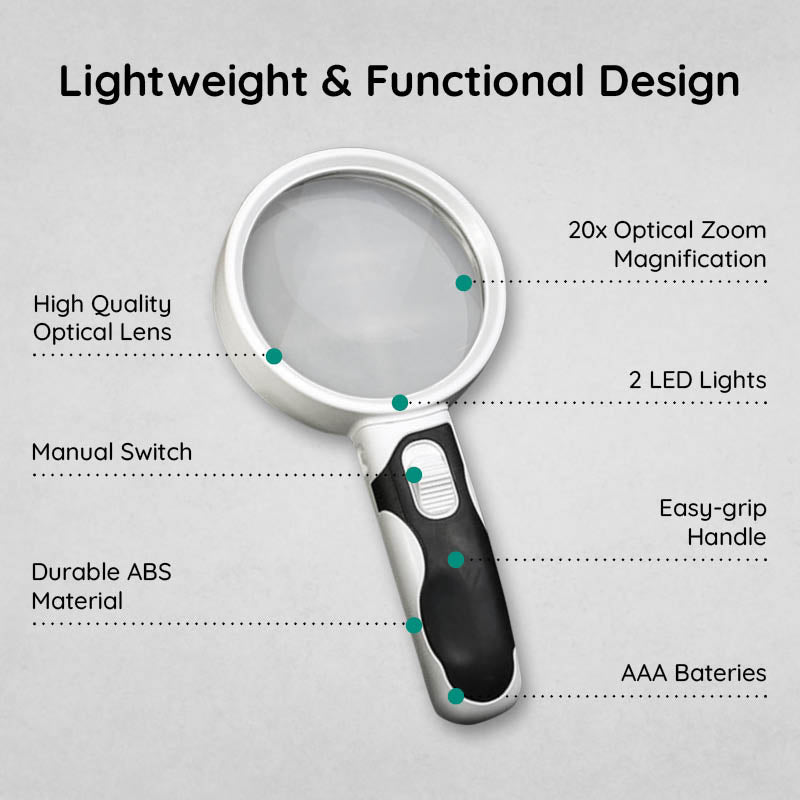 LED Lighted Magnifying Glass – Handheld Reading...