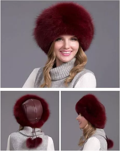 100% Natural Fox Fur Hat Women Cap Thick Fur Cap Winter...