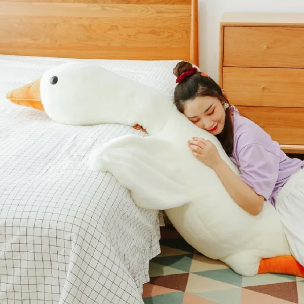Big White Goose Throw Pillow Duck Sleeping Plush Toy...
