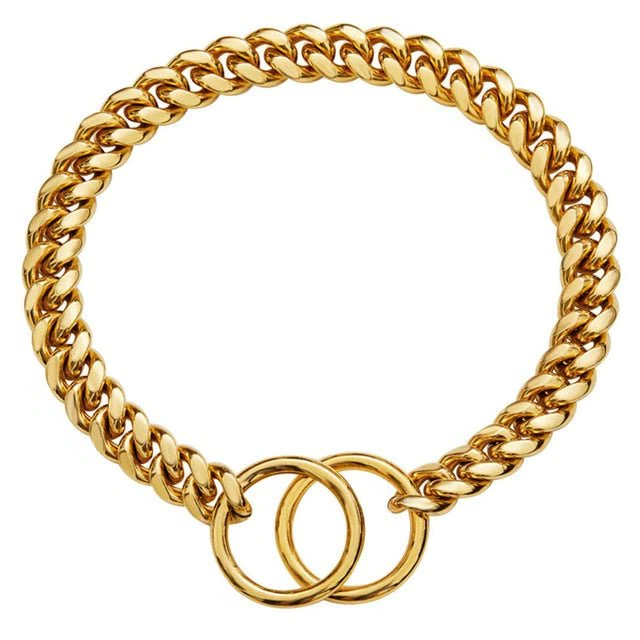 Dog Chain Collar, Black, Gold, Stainless Steel for Dogs...