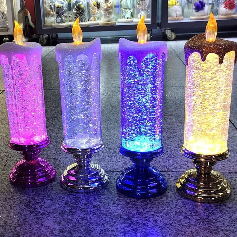 LED Christmas Candles Rechargeable with Glitter
