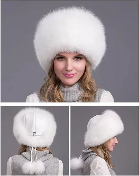 100% Natural Fox Fur Hat Women Cap Thick Fur Cap Winter...