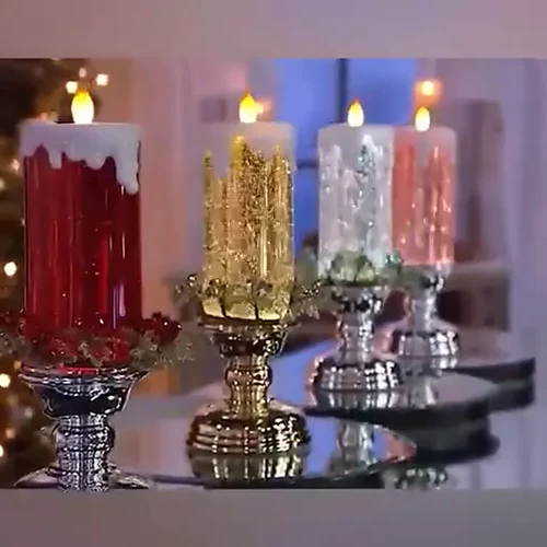 LED Christmas Candles Rechargeable with Glitter