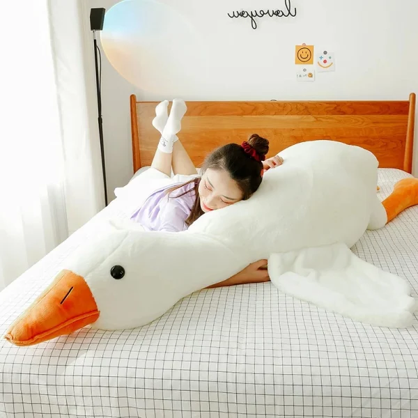 Big White Goose Throw Pillow Duck Sleeping Plush Toy...