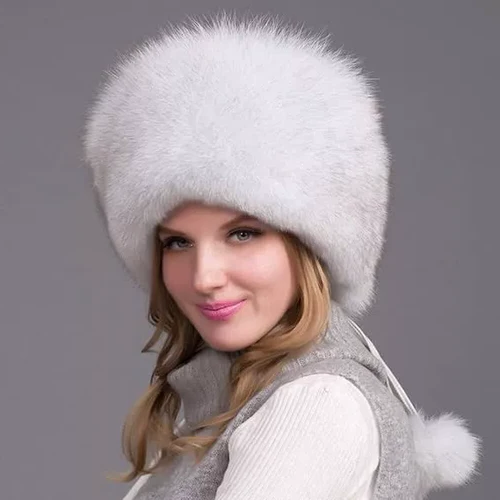 100% Natural Fox Fur Hat Women Cap Thick Fur Cap Winter...