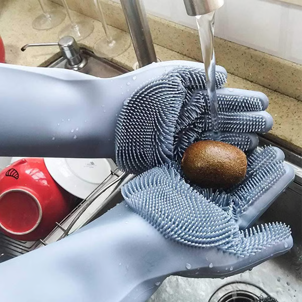 Magic Silicone Dishwashing Gloves - Reusable Cleaning...