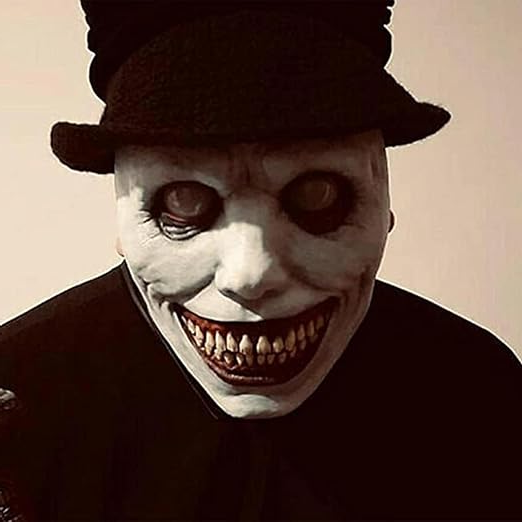 Creepy Smiling Face Evil Mask - Creepy White Eyed Demon...