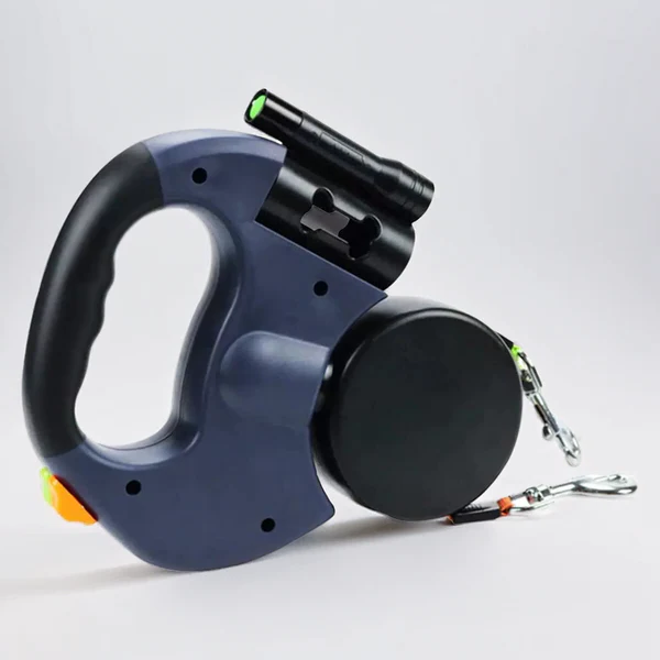 Dual Retractable Dog Leash with Flashlight & Waste Bag...