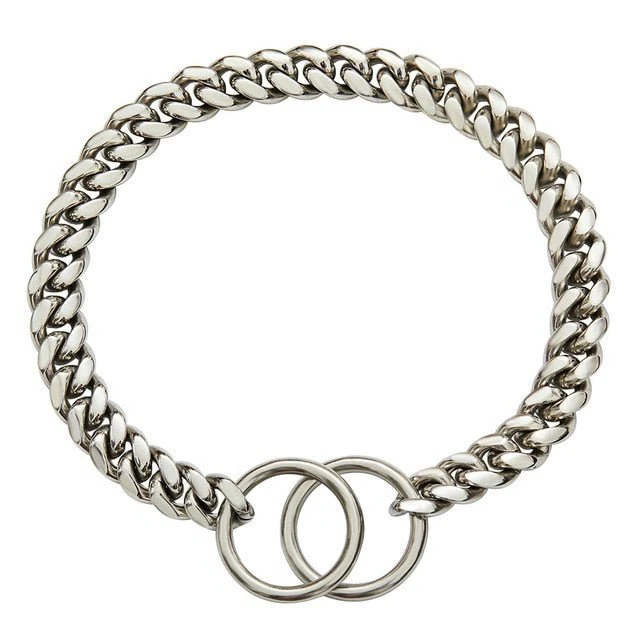 Dog Chain Collar, Black, Gold, Stainless Steel for Dogs...