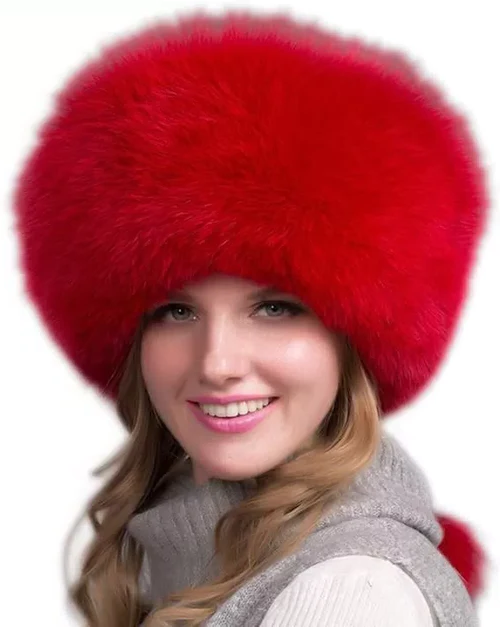 100% Natural Fox Fur Hat Women Cap Thick Fur Cap Winter...