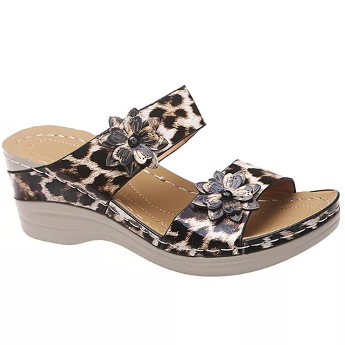 Leopard / Snake Print Orthopedic Leather Wedge Soft...