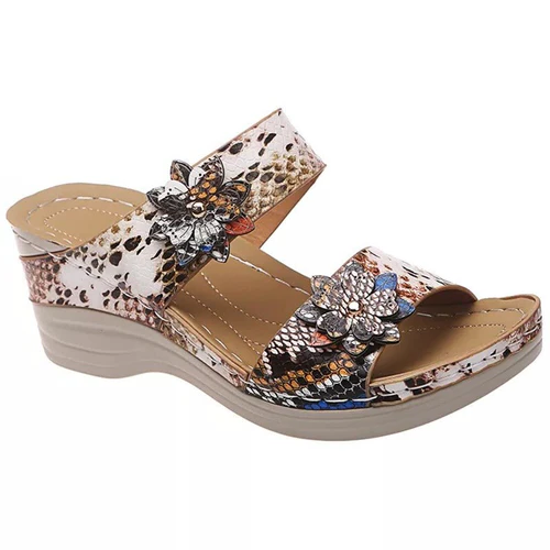 Leopard / Snake Print Orthopedic Leather Wedge Soft...
