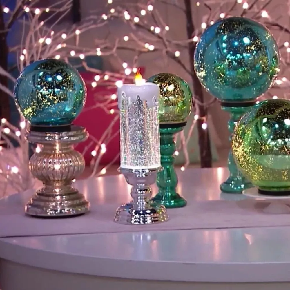 LED Christmas Candles Rechargeable with Glitter
