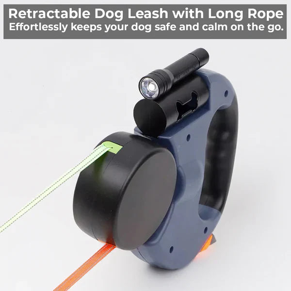 Dual Retractable Dog Leash with Flashlight & Waste Bag...