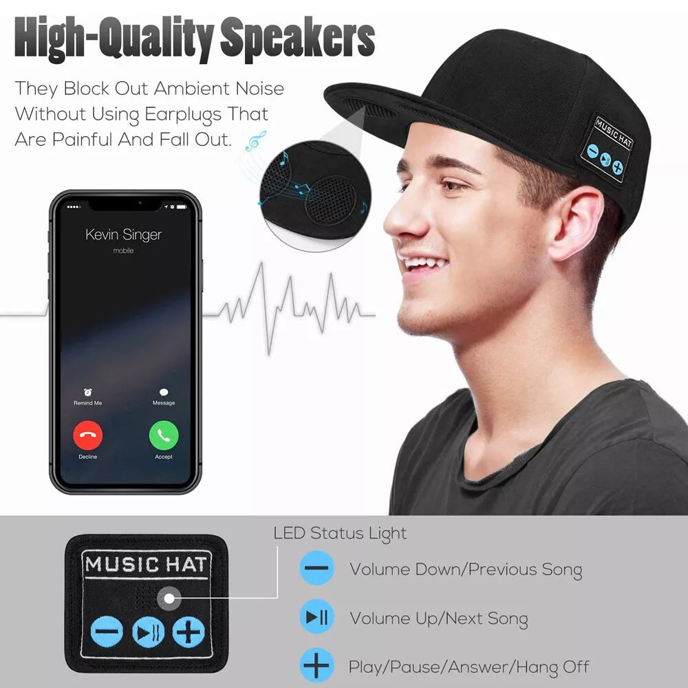 Bluetooth Speaker Baseball Cap – Wireless, Waterproof...