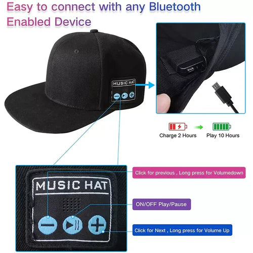 Bluetooth Speaker Baseball Cap – Wireless, Waterproof...