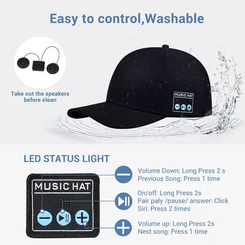 Bluetooth Speaker Baseball Cap – Wireless, Waterproof...