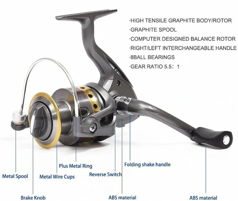 Carbon Fiber Telescopic Fishing Rod Pole Reel Combo Sea...