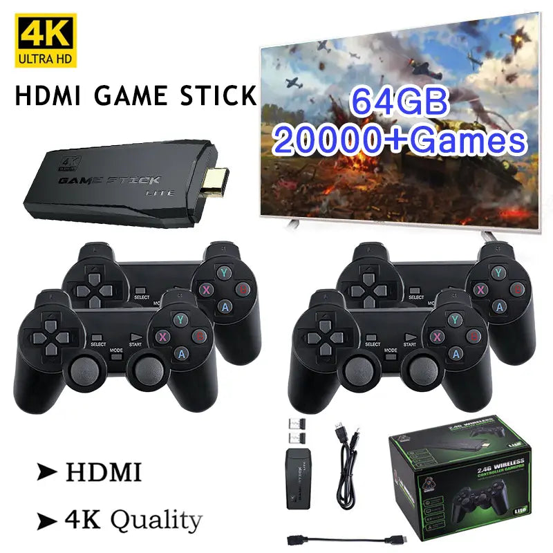 HDMI 4K TV Game Stick Console | 64GB with 20,000+ Retro...